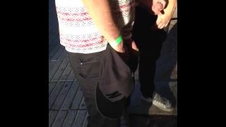 Guy Lend His Buddy A Hand While Pissing