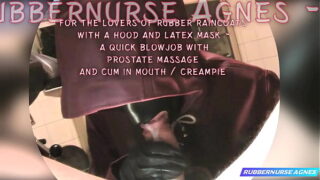 Rubbernurse Agnes – for the lovers of rubber raincoats with a hood and latex mask – blowjob with prostate massage, cum in mouth / creampie